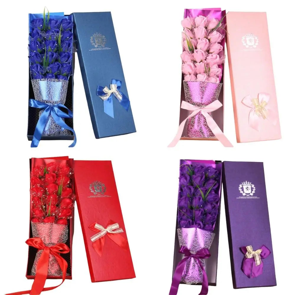 18PCS Multi-Use Artificial Soap Flower Bouquet with Gift Box Luxury Soap Florals Simulation Rose Bouquet Wife Girlfriend Gift