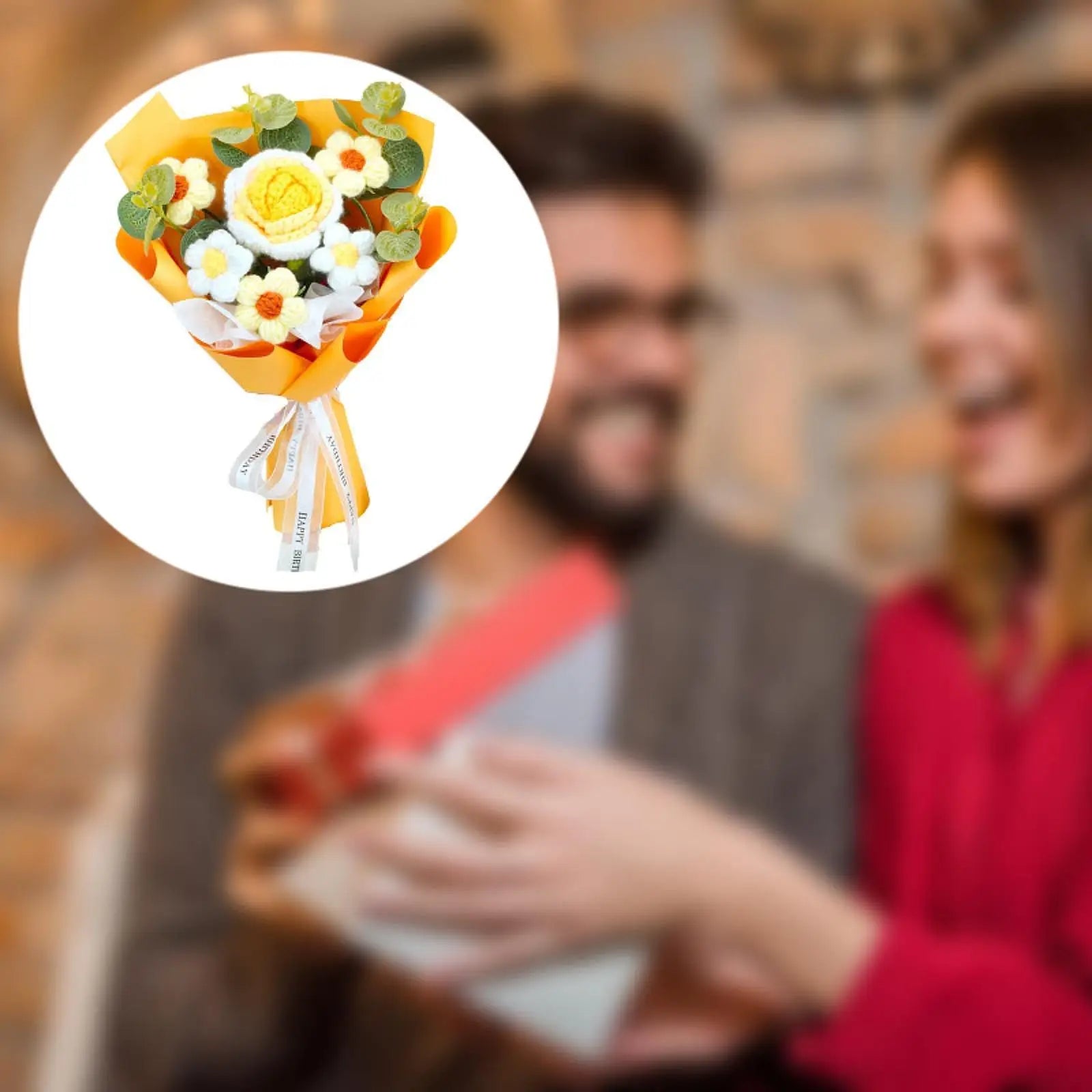 30cm Crochet Flower Bouquet Christmas Decoration Valentine's Day Eternal Blessing Versatile