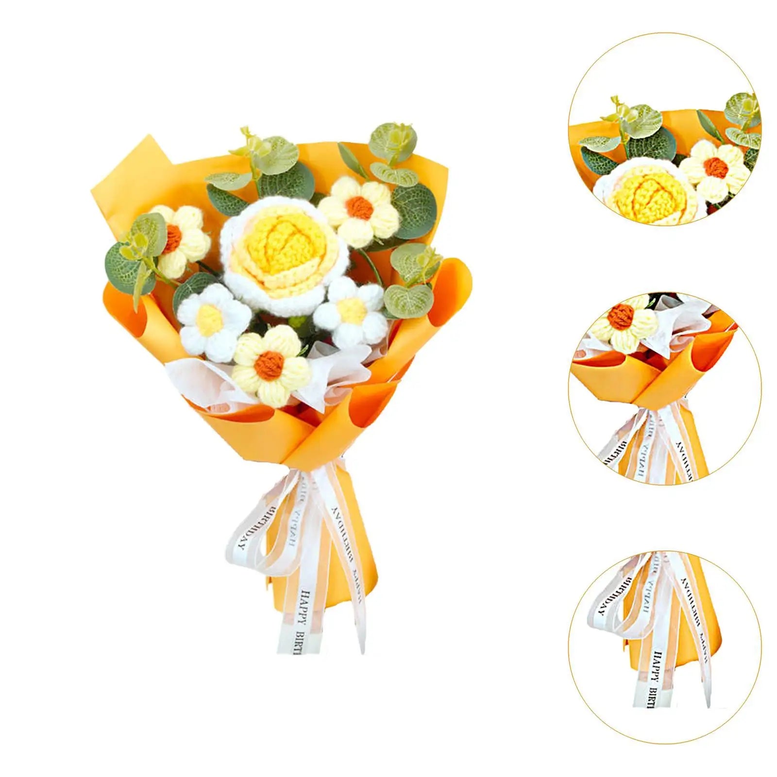 30cm Crochet Flower Bouquet Christmas Decoration Valentine's Day Eternal Blessing Versatile