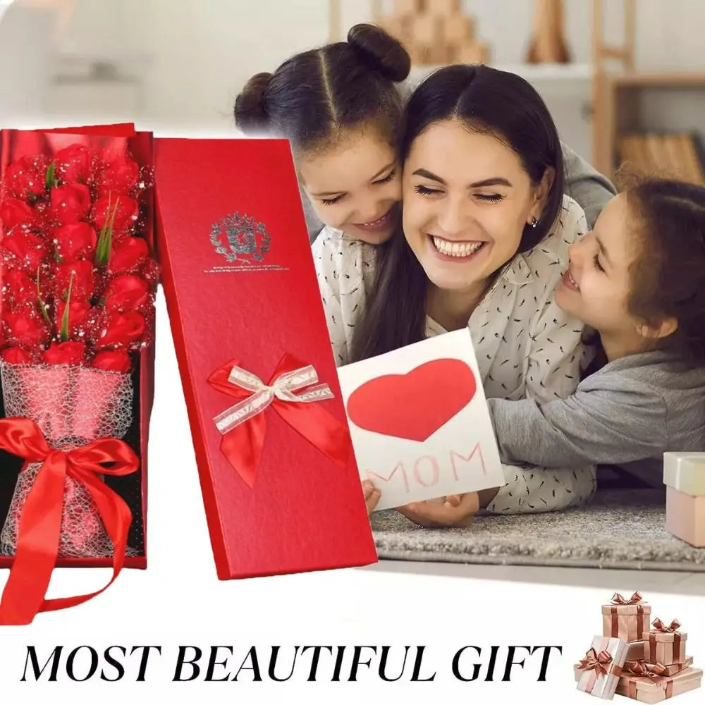 18PCS Multi-Use Artificial Soap Flower Bouquet with Gift Box Luxury Soap Florals Simulation Rose Bouquet Wife Girlfriend Gift